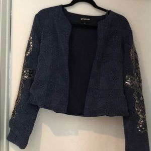 European Bead embroidery navy jacket